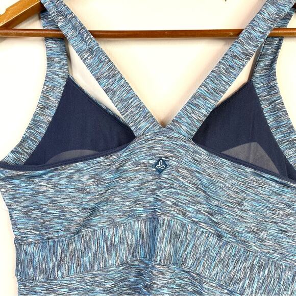 Prana Amaya Soft knit Racerback Activewear Dress SpaceDye Blue comfy womens L - Picture 6 of 11